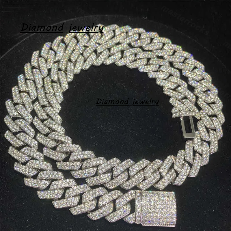 Customized 925 Silver 12mm Cuban Necklace Hip Hop Vvs Iced Out Moissanite Diamond Cuban Link Chain