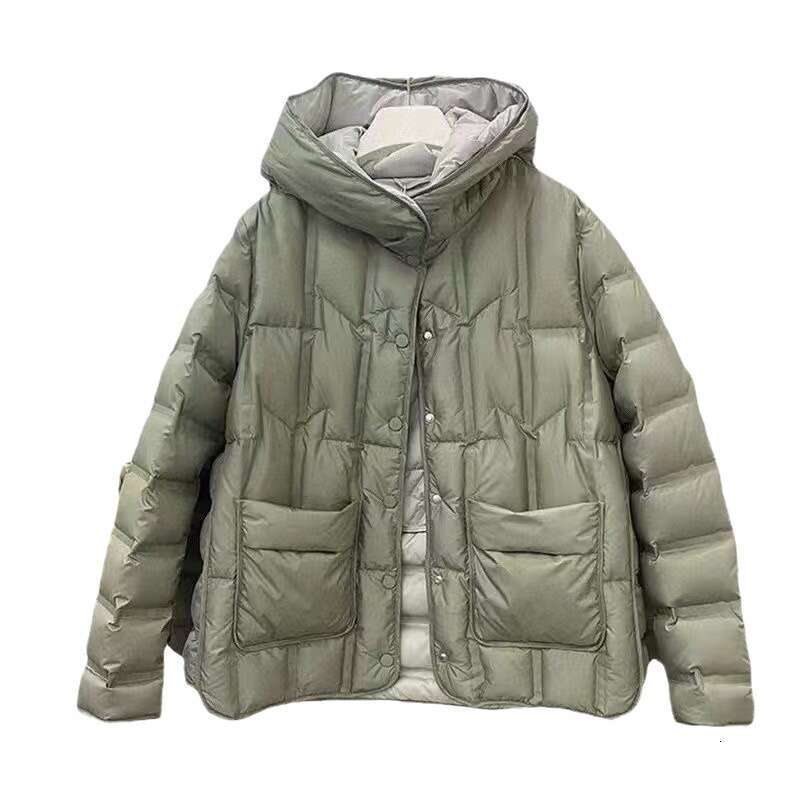 Designer Clothing 2025 New Winter Hooded Light Puffer Jacket Women Solid Color Versatile Portable Parka 90 White Duck Down Short Warm Coat