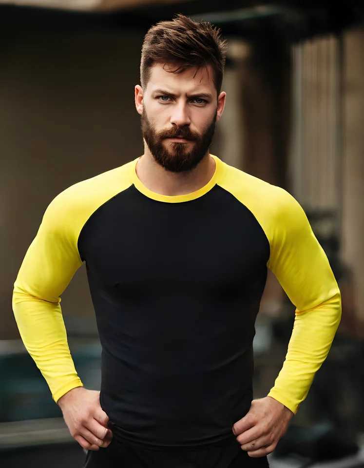 Mens Long Sleeve Rashguard UPF 50 Sun Protection Surf Shirt Quick Dry Breathable Swimming Tight T-shirt Summer 2025 Gym Clothing XJ250805