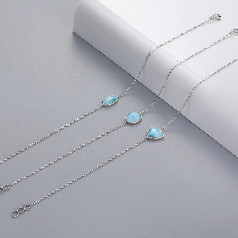 Jewelry Charm 925 Sterling Silver Larimar Woman Bangle Wholesale Fashion For Party TRENDY Oval Triangle Bracelet Gift 250730