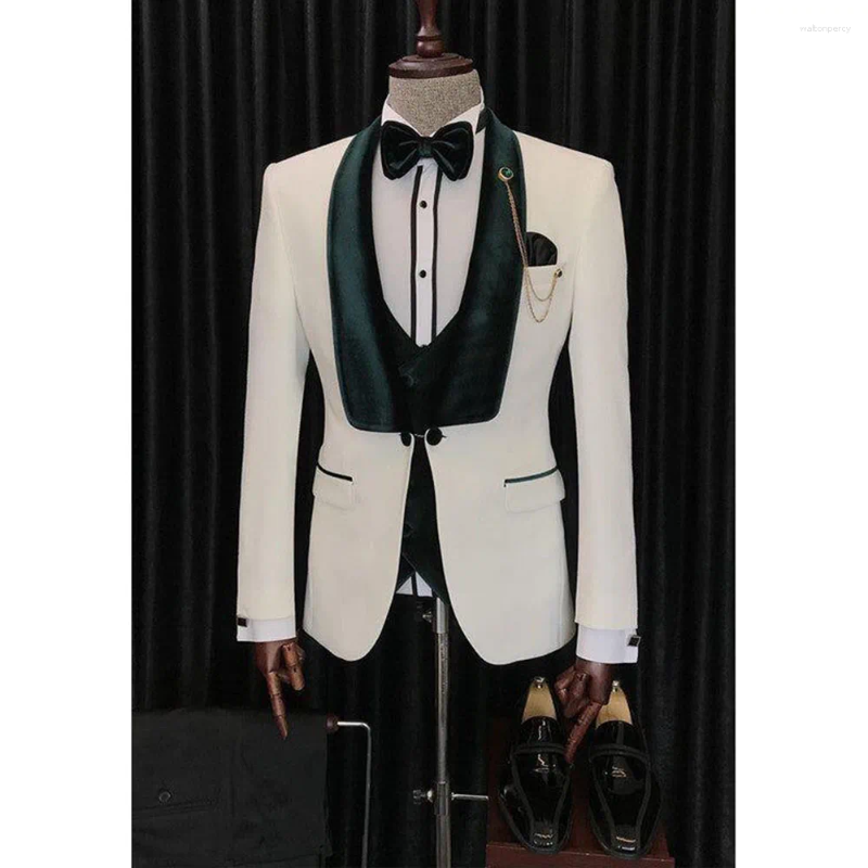Men's Suits Stylish White Special Occasion Men High Quality Banquet Celebrity Formal 3 Pieces Jacket Pant Vest Male Clothing Fashion