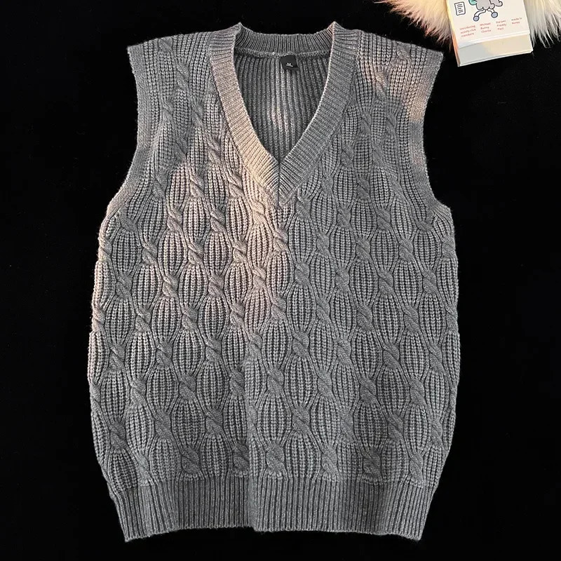 Autumn and Winter Fashion Casual Sweater Vest Mens Vneck Youth Middleaged Sleeveless 250724