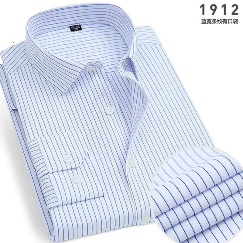 Spring Mens Striped long-sleeved Shirt Non-ironing Anti-wrinkle Comfortable Breathable Business Casual Fashion Slim Fit 250804