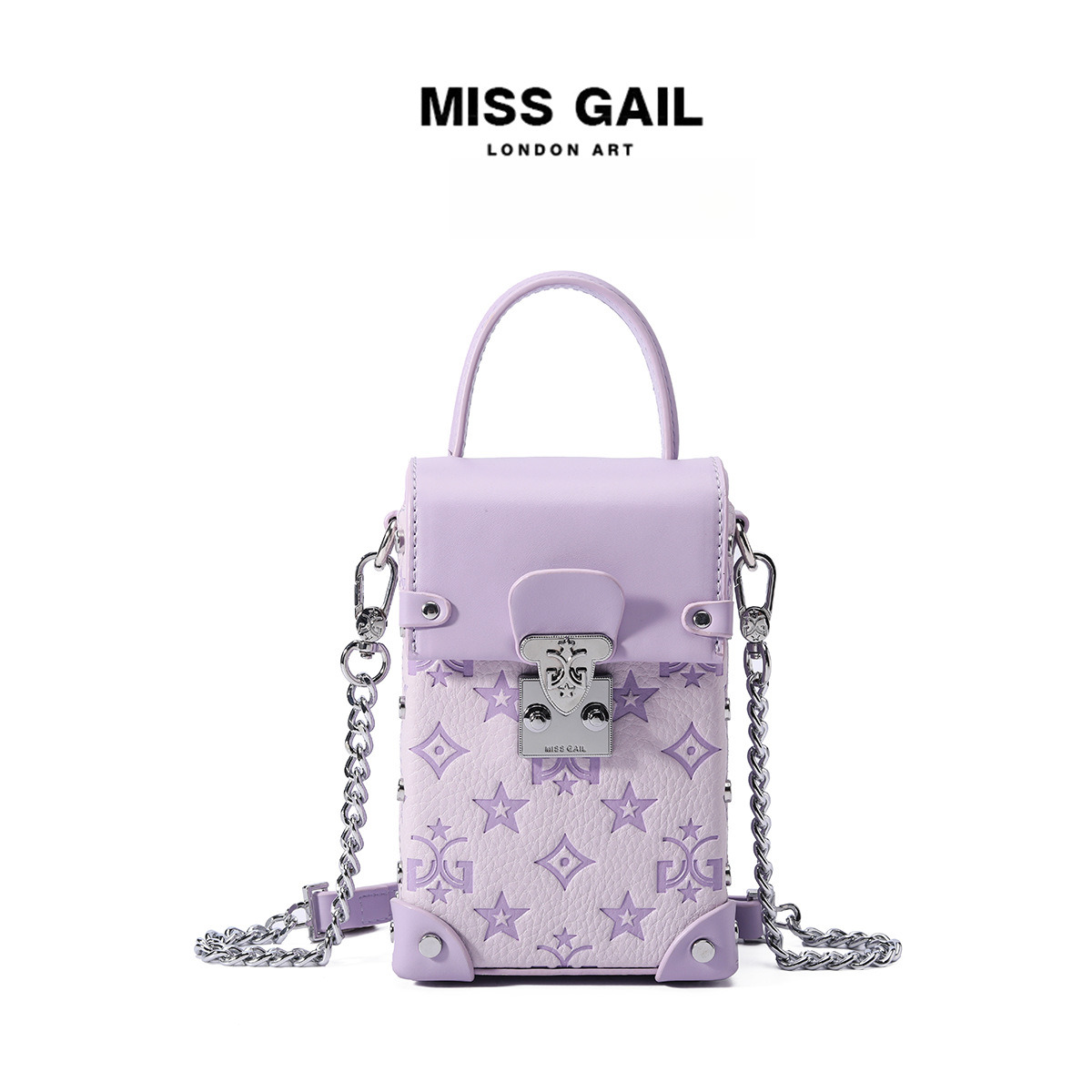 Free Shipping Designer Luxury Fashion Trend Embossed Purple Bag Chain Crossbody Phone Bag 2025 Spring Summer New High-end Box Bag Casual Phone Bag