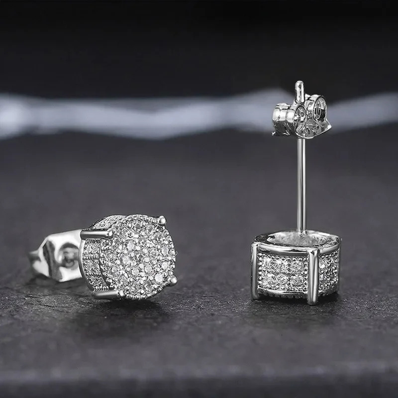 925 Silver Needle Round 4 Claw Diamond-Encrusted Copper Alloy Studded Earrings Simple Fashionable Womens Earring Accessories 250804