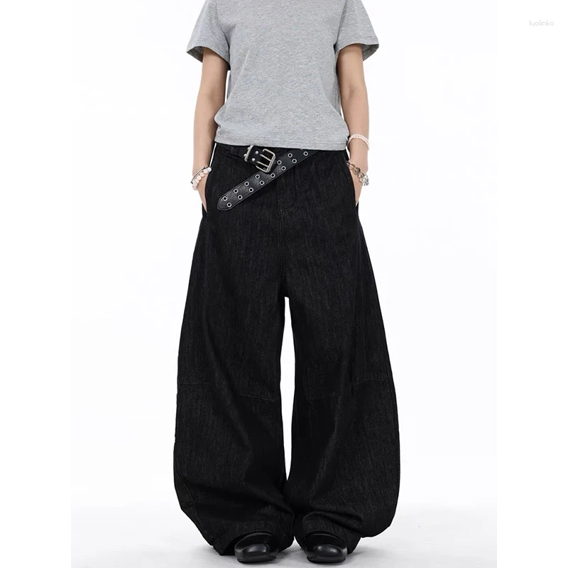 Men's Jeans Autumn Black Gothic Y2k Baggy Hip-hop Harajuku Aesthetic Japanese 2000s Denim Trousers Vintage Pants Trashy Clothes