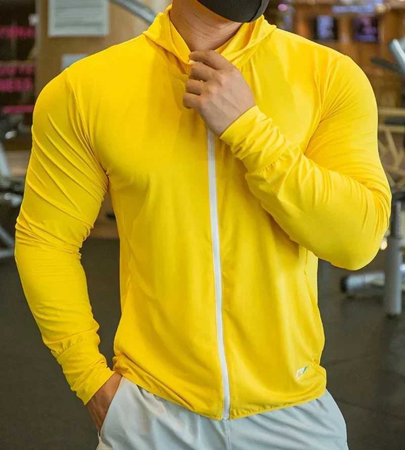 2024 Spring and Autumn New Mens Sports Casual Running Exercise Gym Training Thin Hooded Zipper Long Sleeve Hoodie XJ250805