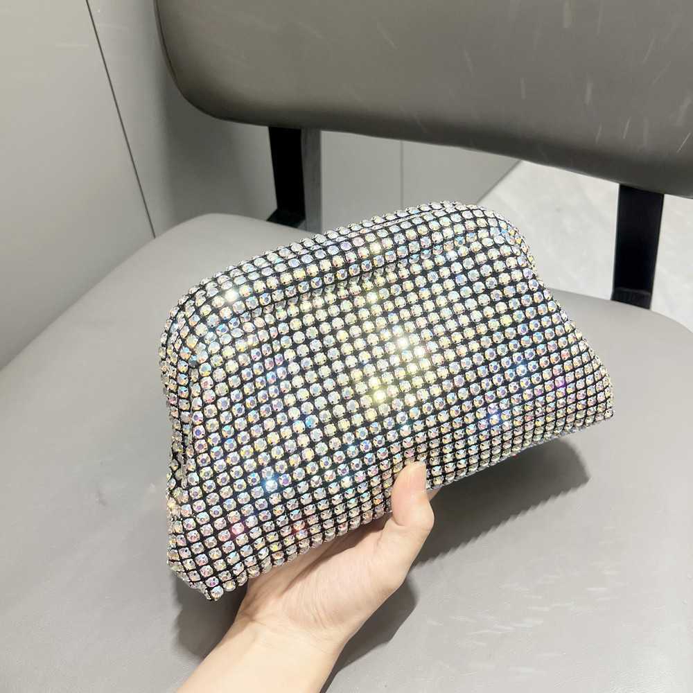luxury bag designer bags Women's Bag Shiny Rhinestone Clutch Designer Evening Bag Handmade Clip Bag