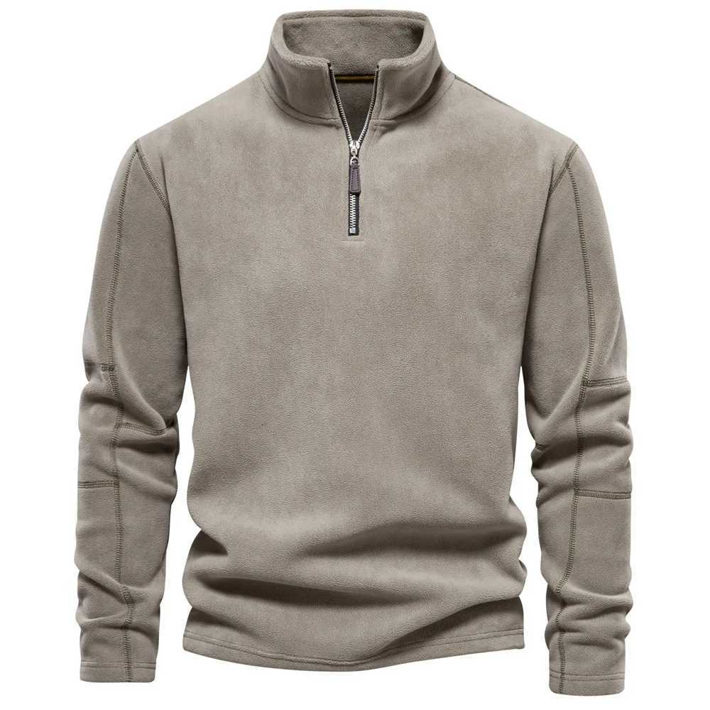 Zipper Pullover Golf Fleece Sweater Jacket Tops Spring Autumn Long Sleeve Stand Collar Workwear Outdoor Hiking Sports Coat XJ250805