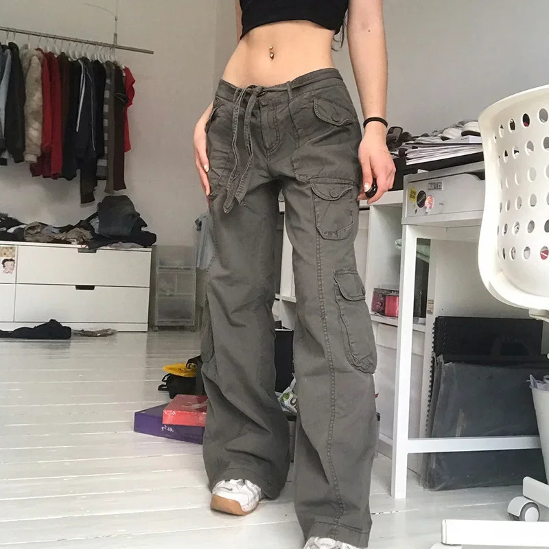 American Style Vintage Multi-pocket Distressed Cargo Pants Loose Fit Slimming Straight-leg Casual Trousers For Men Women 250801