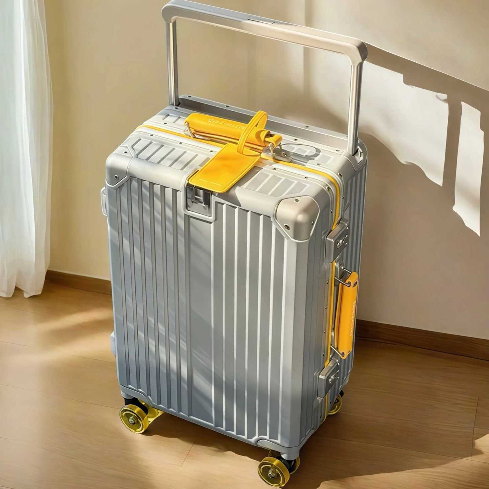 Wide Handlebar Rolling Luggage Large Capacity Travel Aluminum Frame Trolley Suitcase with Colorful Silent Spinner Wheels TSA Lock W250805-image-1069932373