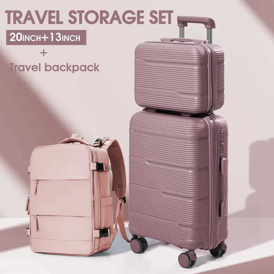 3-Piece Rolling Carry-On Luggage Set for Women and Men Trolley Case Backpack Boarding Cabin Suitcase with Wheels 20 24 W250805-image-1069931824