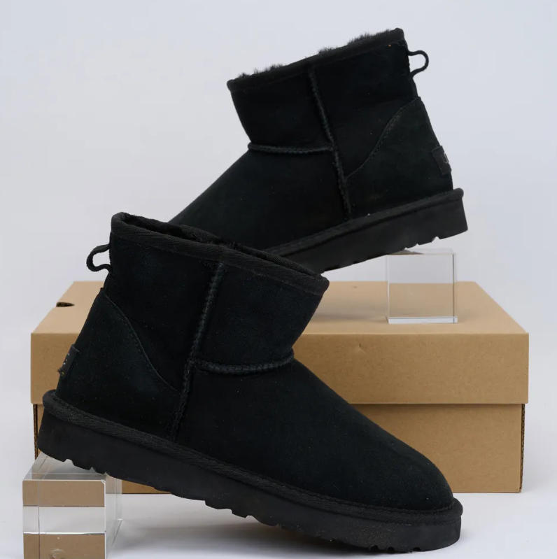 Slippers Chestnut Fur Slides Sheepskin Tazz Slippers Mules Men Ultra Mini Platform Boot Slip-on Shoes Suede Upper Comfort Fall Winter