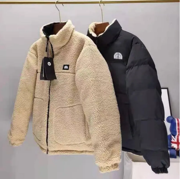 Mens Fashion Jackets Women Winter Down Jacket Designer Man Classic Reversible Down Coat Woman Woolen Letter Pattern Coats