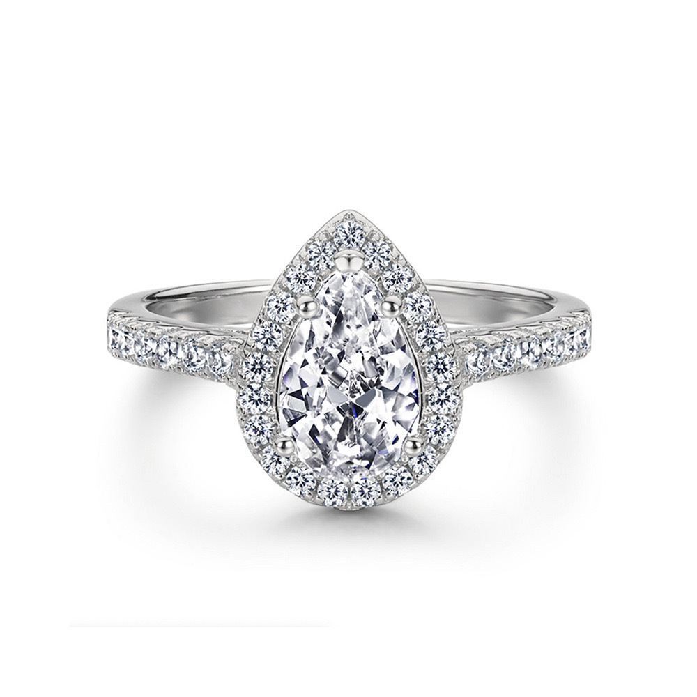 Free Shipping 2025 New Designer Jewelry Engagement Diamond Ring Luxury Proposal Ring Water Drop Element Heart Design Micro Pave Zircon Women's