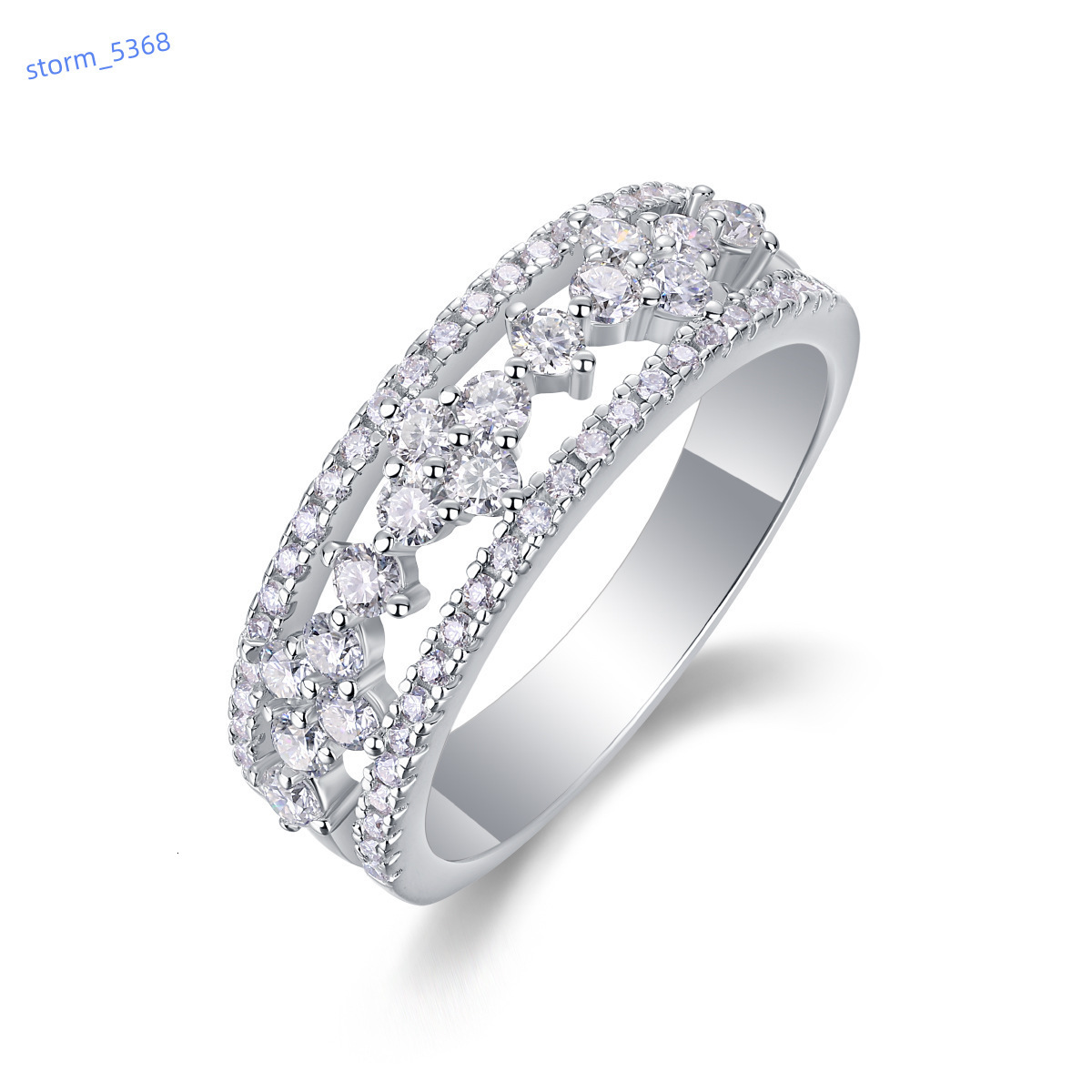 DE 5mm Wide S925 Sterling Silver Ring Crown Moissanite 925 Silver Ring for Women Flower Shape Women Moissanite Rings