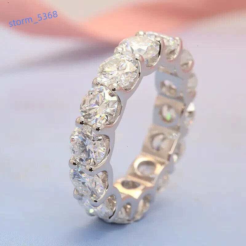 Wholesale Factory Price S925 Sterling Silver Engagement Wedding Ring VVS1 Moissanite Diamond Full Eternity Band Ring