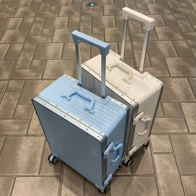 Brand Fashion Luggage Japanese Style 20/24/28 Inch Ins Mute Wheel Boarding Travel Suitcase Aluminum Frame Trolley Luggage W250805-image-1069931939