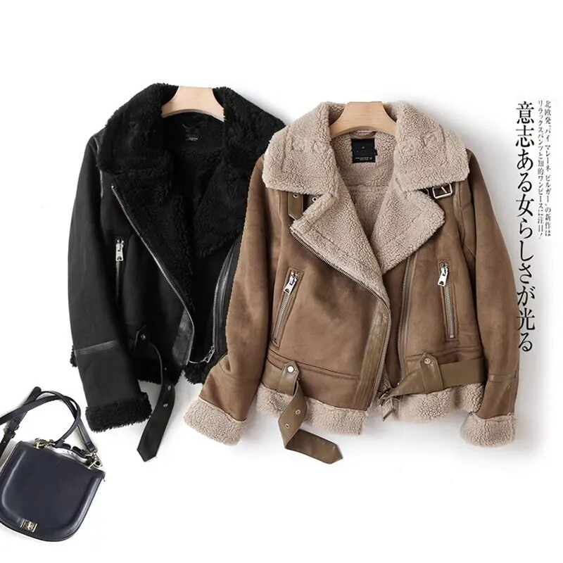 European and American style autumn and winter suede fur one-piece lamb wool warm jacket 250804