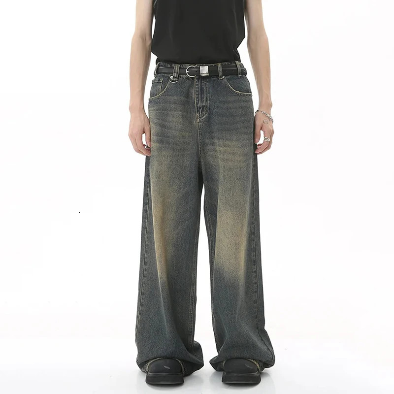 Mens Baggy Straight Leg Wide Leg Jeans Male Fashion Vintage Wash Casual Denim Pants Youth Streetwear Trousers 250804