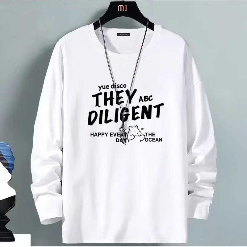New Luxury Brand Oversized Casual Pull on Cotton T-Shirts for Men Spring and Autumn Long Sleeve Tees Basic Round Neck Tops W250806