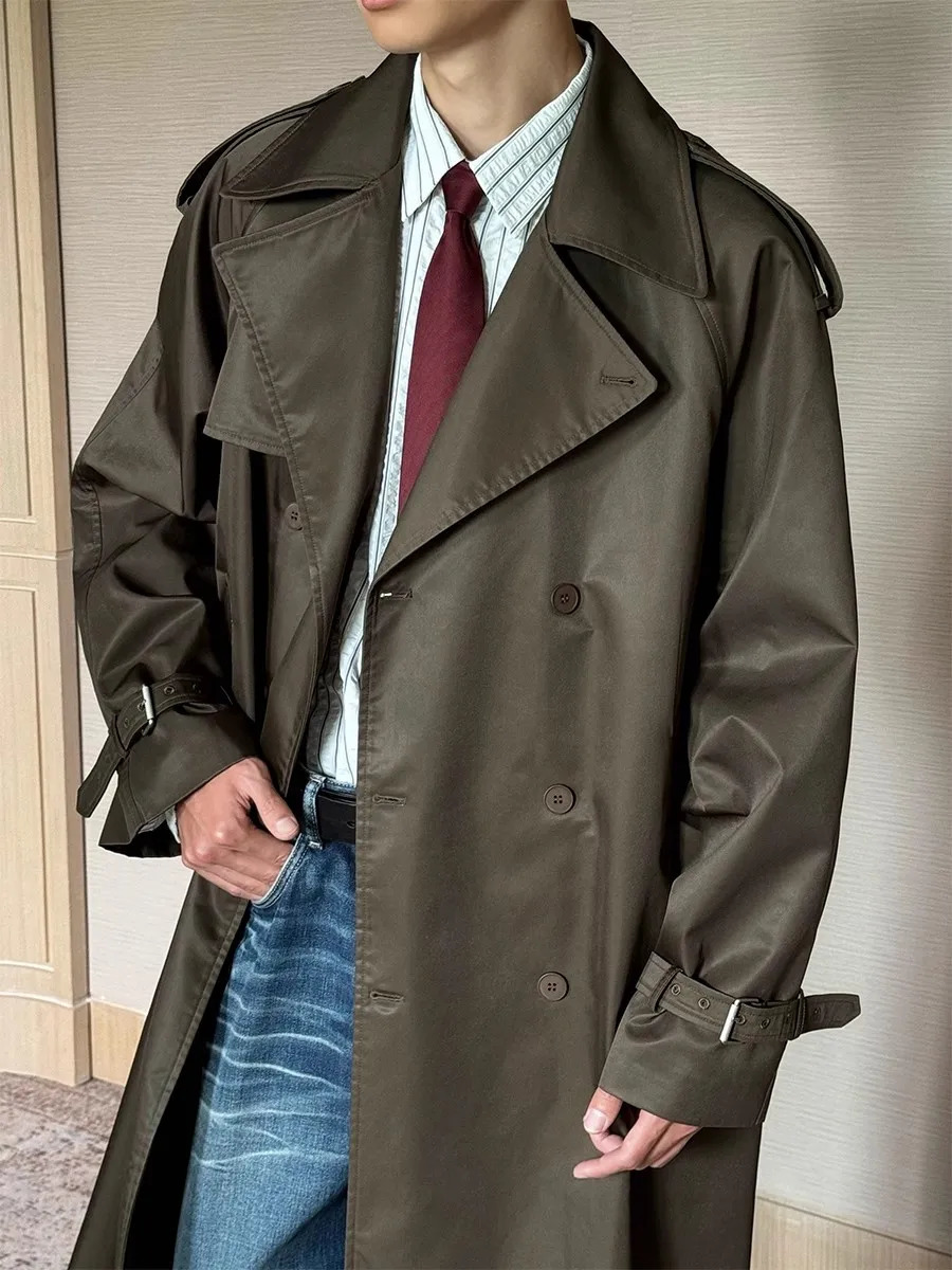 Mauroicardi Spring Autumn Cool Long Oversized Waterproof Trench Coats Man Loose Casual Clothes Overcoat 250804