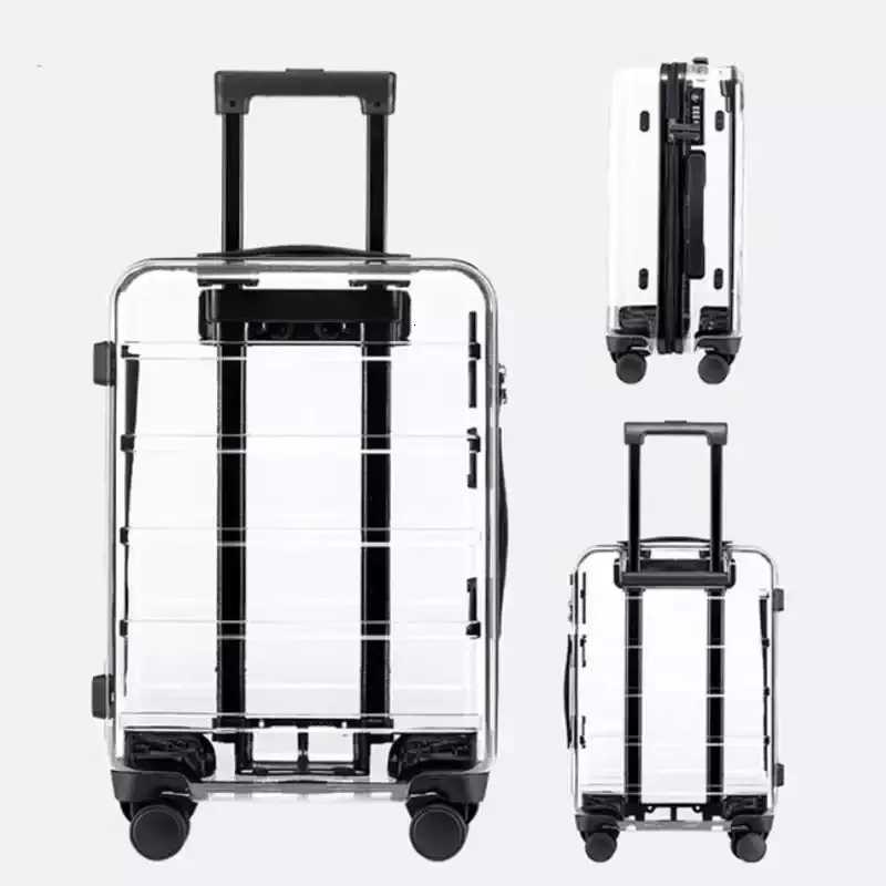 New Latest Luxury Transparent Suitcase Fashion Brand Rolling Luggage Boarding Trolley Case Men/Women Carry On Luggage Travel Box W250805-image-1069931817