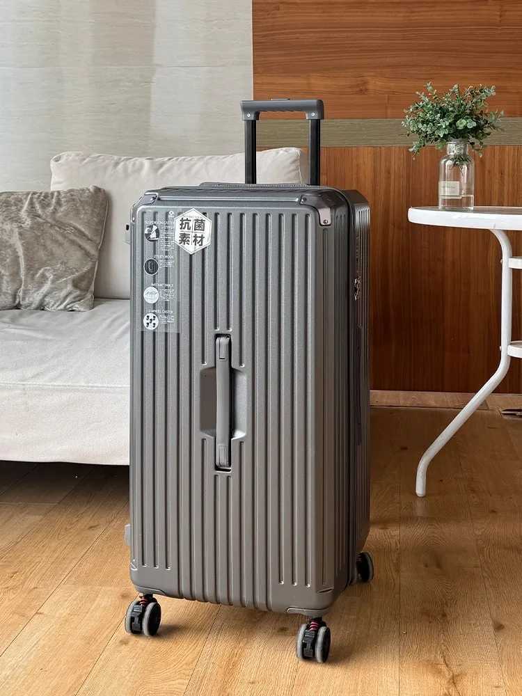 36/40/50 inch Large Size Luggage Explosion-proof Five Wheels Brake Travel Suitcase Thickened PC Material Zip Trolley Case W250805-image-1069932500