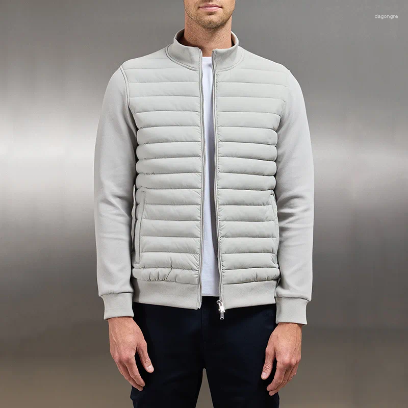 Men's Down Autumn Winter Lightweight Stand Collar Jacket For Men Solid Slim Zipper Casual Warm Parkas Outwear Business Causal Jackets