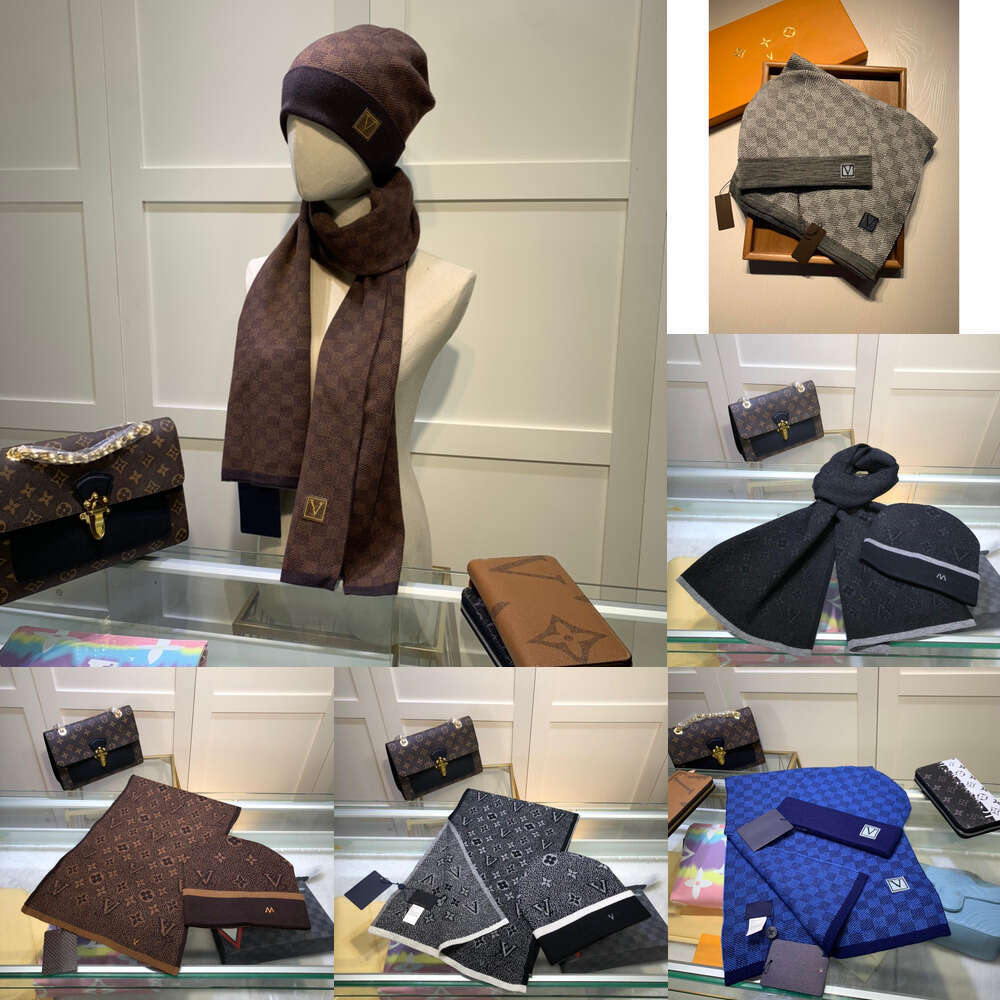 Scarves Designer Pashmina Women mens knitted Scarf Set Winter Warm Hats and scarves Beanie Hat for men With BOX