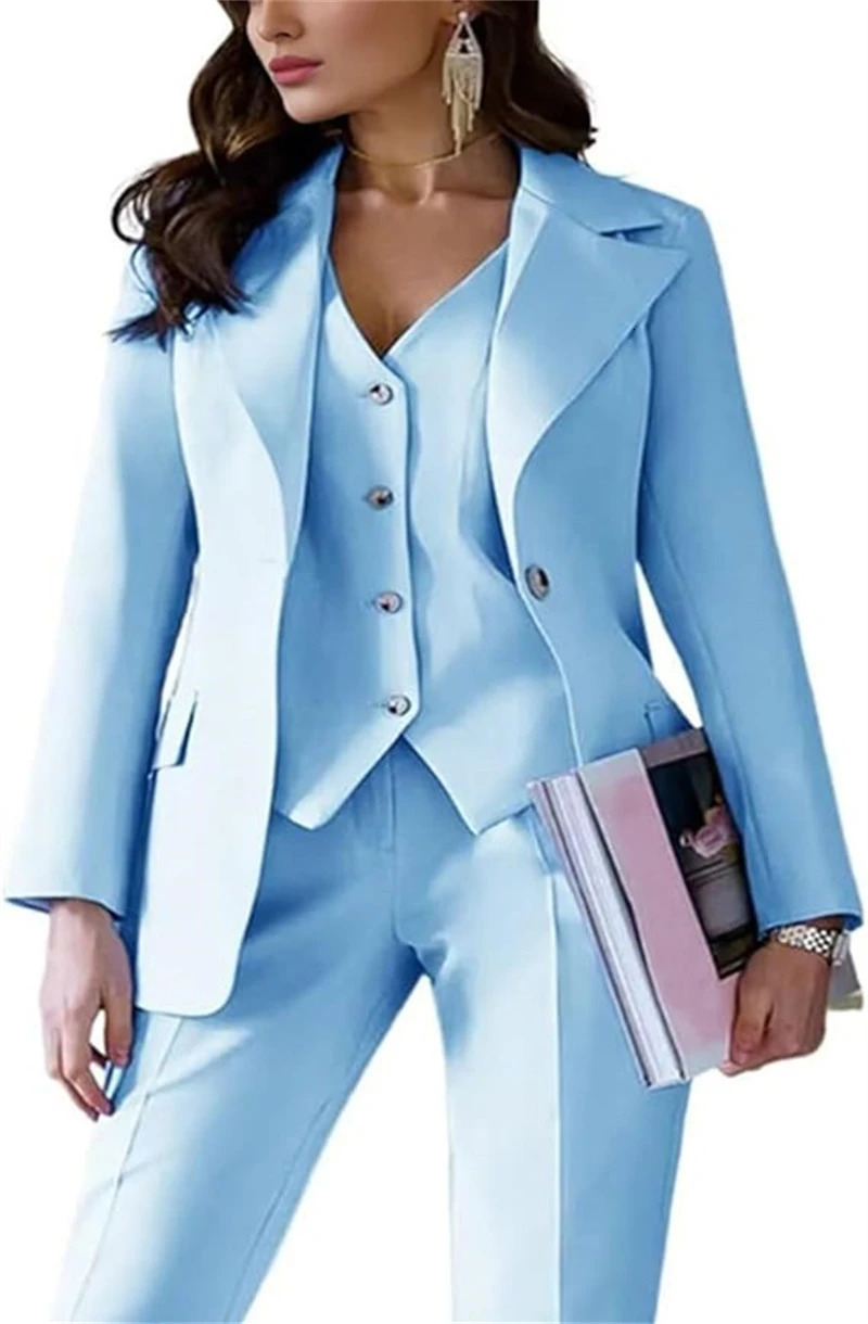 Elegant Womens 3 Pieces Suit Lady Business Office Suits Slim Fit Womens Tuxedo Casual Suits for Women Blazer Vest Pants 250806
