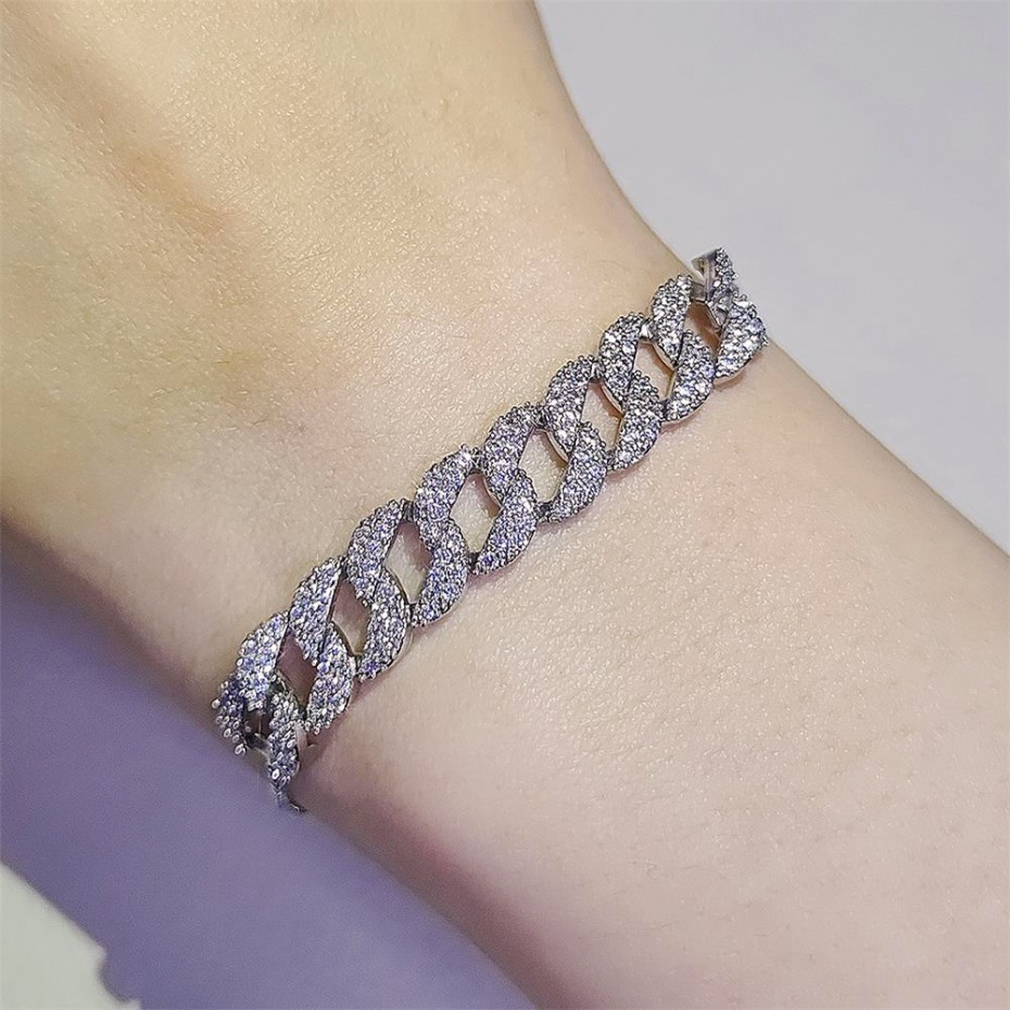 Designer Bracelets Fashion Chain Full Diamond Bracelet Luxury Style Half Chain Bracelet Shiny Zircon Bangle Lady Daily Commute Jewelry Gift