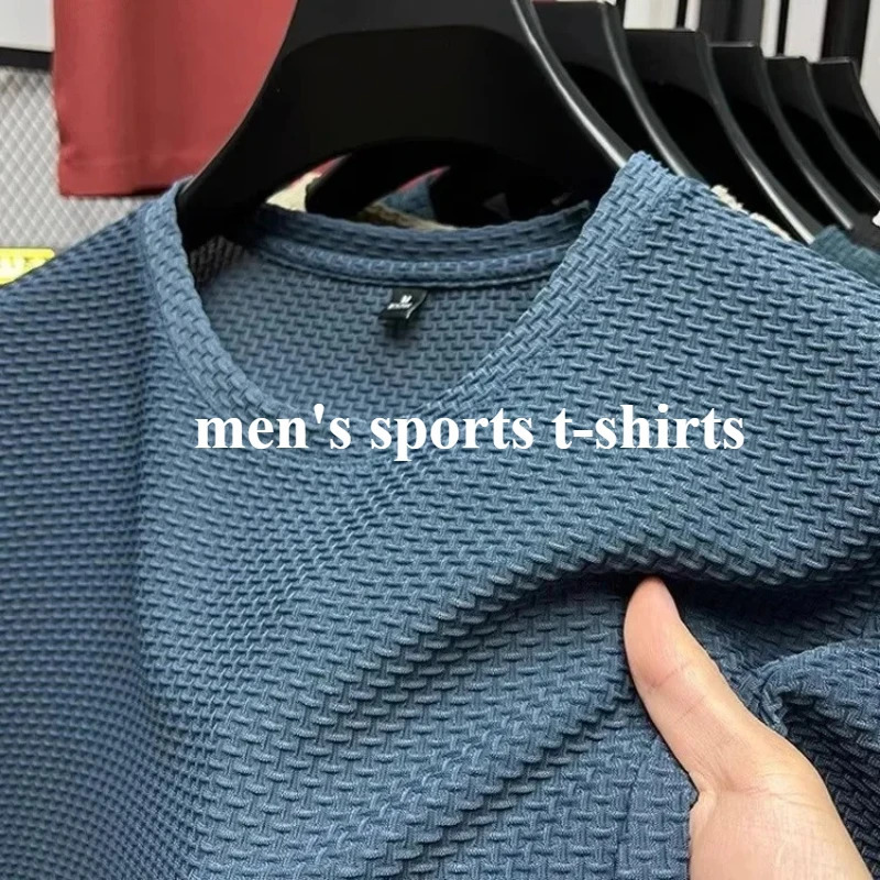 Summer Ice Silk Mens T-shirt Elastic Mesh Round Neck Half Sleeve Base Shirt Breathable Comfortable Short 250801