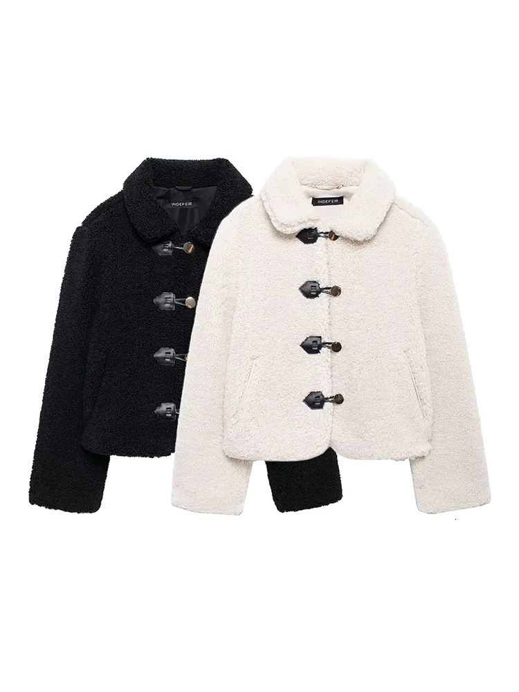 European and American style winter womens lamb wool fleece short polar fleece warm jacket 250804