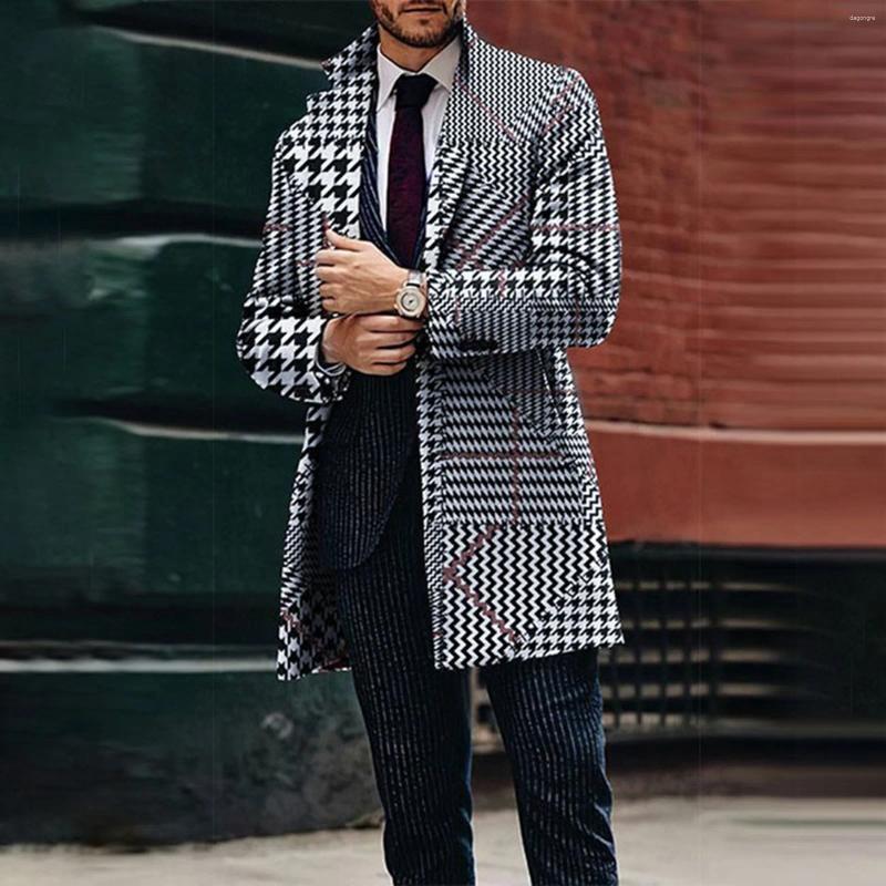 Men's Wool Solid Color Single Breasted Lapel Long Coat Jacket Casual Male Overcoat Trench Autumn Winter Fashion Men Woolen Coats