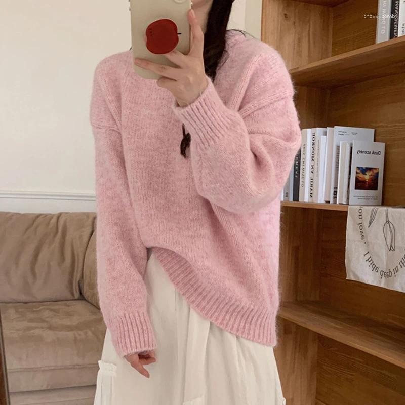 Women's Sweaters Candy Color Round Neck Knitting Women Autumn Winter Long Sleeve Knitwear Woman Simple All Match Loose Sweater Pullovers