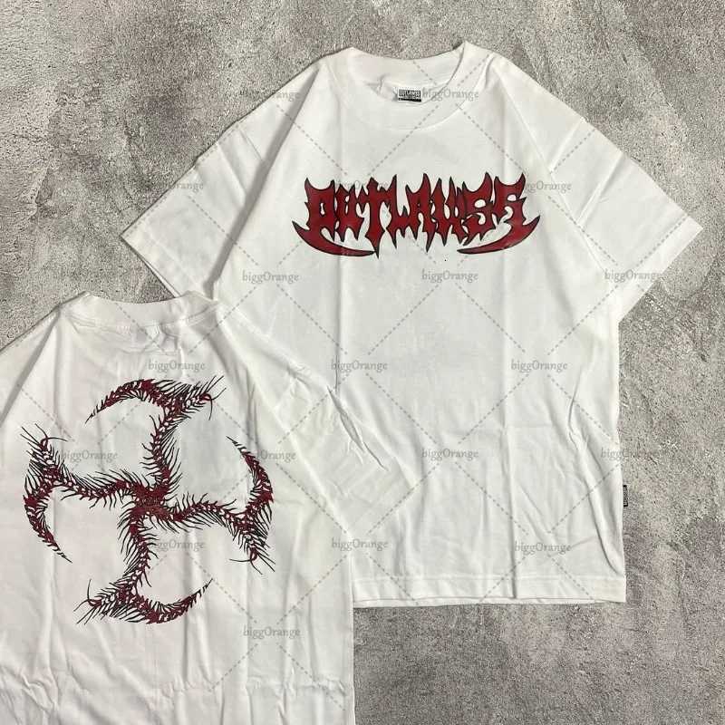 2025 Punk Street Letter Printing Clothing Casual Trendy Brand Round Neck T-shirt Men American Hip-hop Rock Short-sleeved Women W250806
