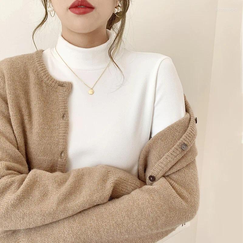 Women's Sweaters Autumn Winter Mock Neck Sweater Solid Slim Long Sleeve Knitted Basic Korean Vintage Tops Casual Office Lady Commute