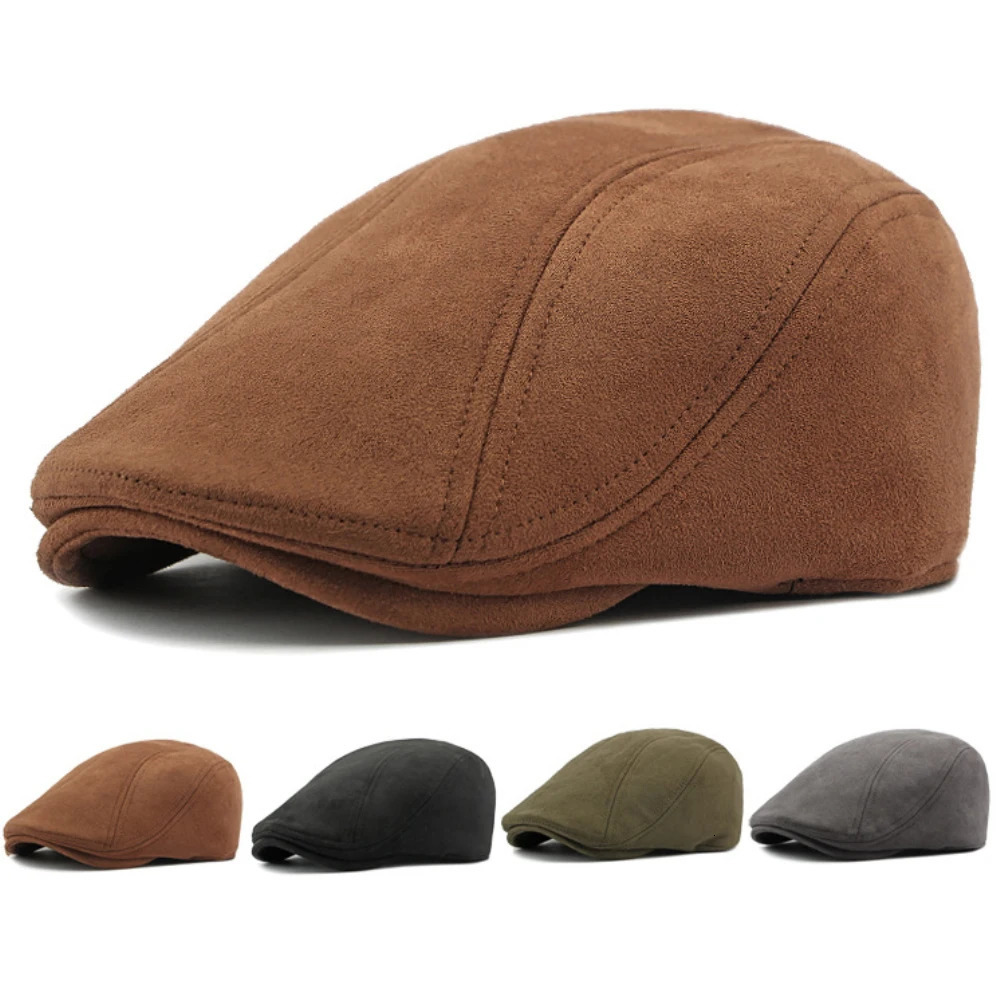 HT4344 Beret Cap Spring Autumn Solid Suede Beret Hats for Men Women Vintage Artist Painter Flat Cap Male Female Berets for Men 250805