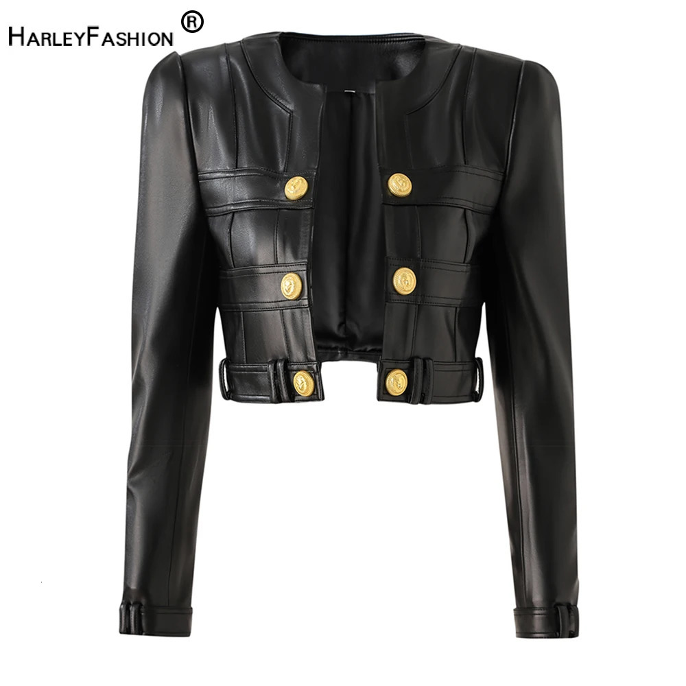 Fall Spring MotorBike Style Handsome Women Short Plaid Open PU Leather Outdoor Fashion Jacket High Quality 250804