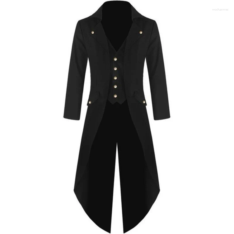 Men's Trench Coats Fashion Coat Windbreaker Steampunk Gothic Jacket Vintage Dress