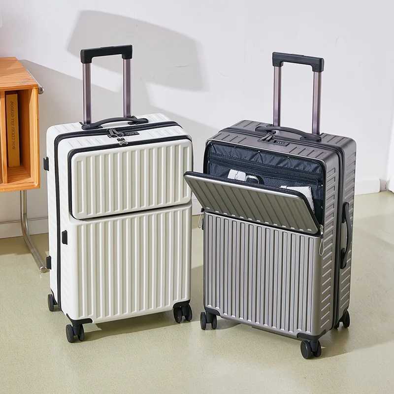20 24 Inch Stylish Compact Unisex Business Suitcase Lightweight with Front Open Spinner Wheel Mens Carry-On Luggage W250805-image-1069932262