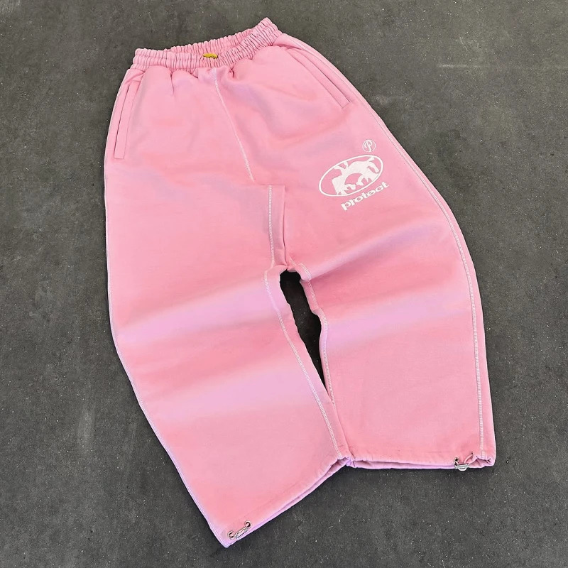 Y2K men pants Harajuku vintage baggy straight leg wide leg pants fashionable American street wear couple solid color track pants 250805