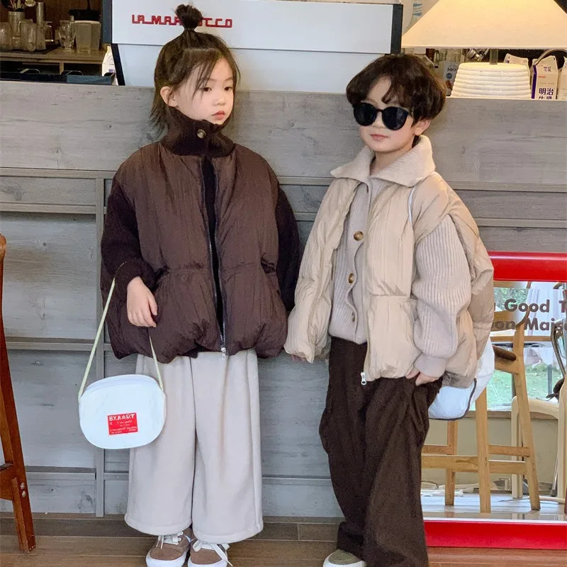 Winter Down Jacket For Boys And Girls Vest Baby Solid Colour With Large Pockets Puffer Jacket 250805