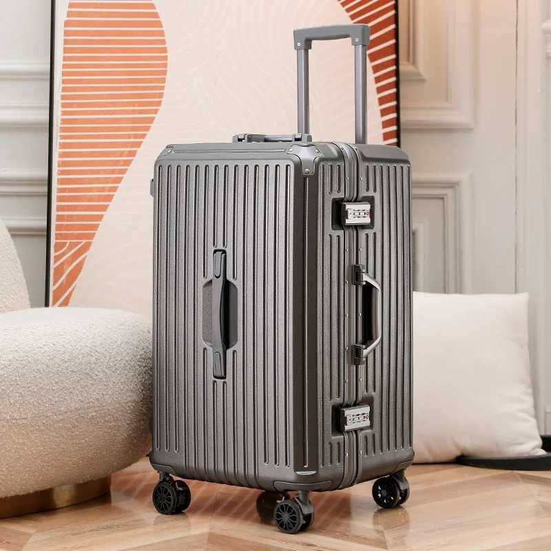 24/28/30 inch Large Capacity Travel Luggage Aluminum Frame Suitcase Trolley Case with Cup Holder Boarding Case W250805-image-1069932134