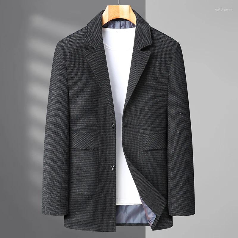 Men's Suits High Quality Plaid Suit Jacket Stylish Handsome Casual Autumn Medium Long Boutique Fashion For Full Figured