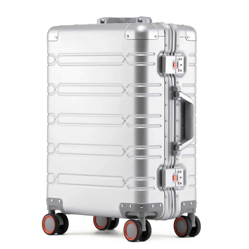 100% Aluminum-Magnesium Alloy Suitcase High Quality Rolling Luggage 20/24/29inch Trolley Luggage Travel Carry-On Cabin Suitcase W250805-image-1069931776