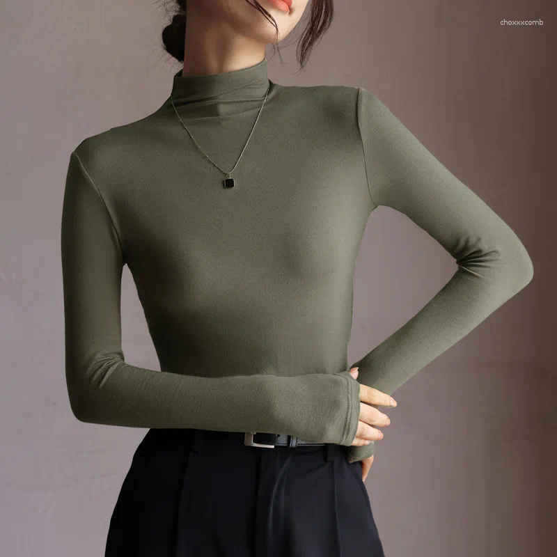Women's Sweaters Solid Innerwear Pullovers Autumn Winter Casual Long Sleeve Bottoming Tops High Quality Half-High Collar Jumpers