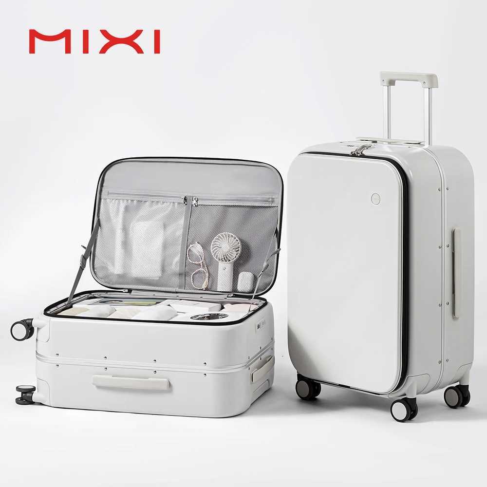 Mixi New PC Aluminum Frame Suitcase Front Opening Rolling Travel Luggage 20 Inch Carry-On 24 26 Inch M9291 W250805-image-1069931862
