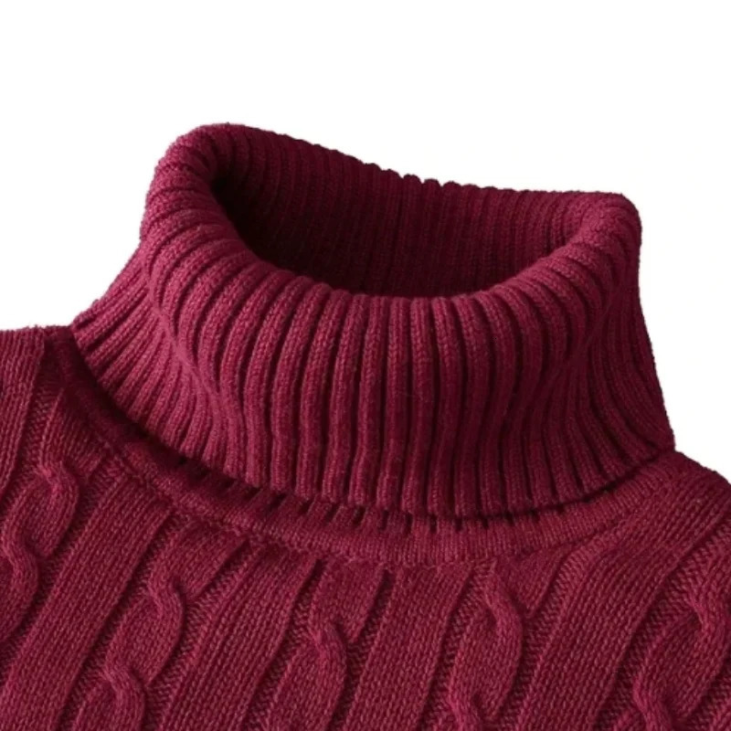 Mens High Neck Sweater Solid Color Pullover Knitted Warm Casual Turtleneck Mens Knitted Sweater 250805